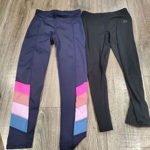 Girls Leggings Size 10-12 Kids Leggings - Navy and Black 2 Pieces